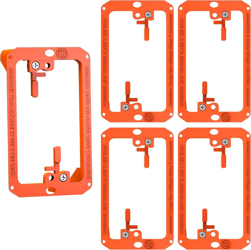 Best Mounts BestMounts Low Voltage Mounting Bracket 1 Gang, 5 Pack for Single Gang Wall Plate, Telephone Wires, Network Cables, HDMI, Coaxial, Speaker Cables - Low Voltage Box Cable Wall Plate Bracket, Mud Ring - Image 1